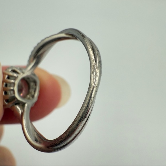 Faux Engagement Glamour Ring Marked 925 with CZ Stones - Size 8 - Picture 14 of 17